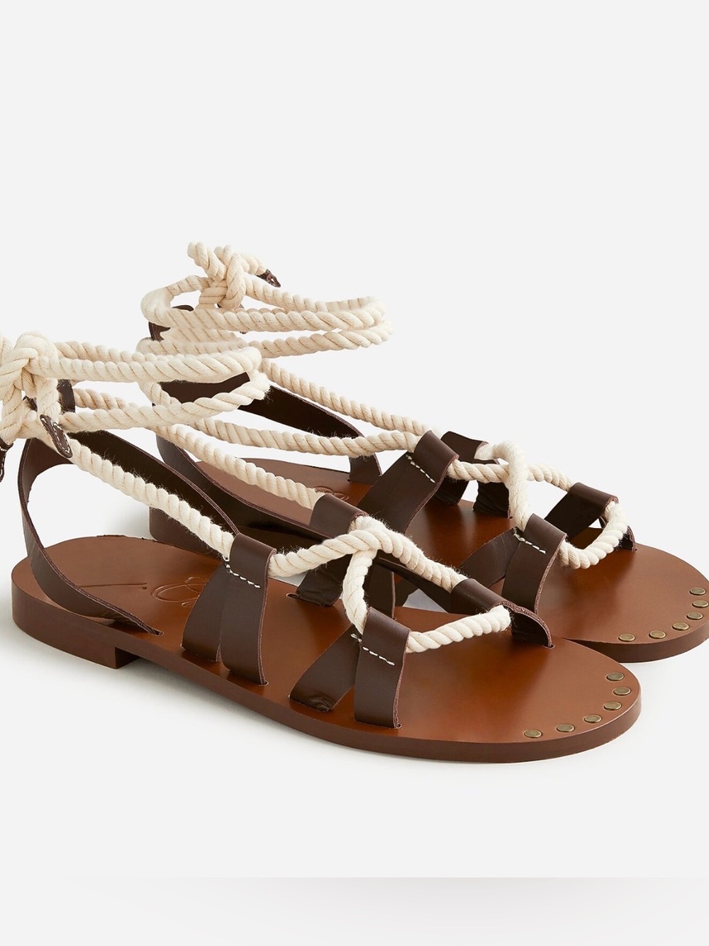 J.Crew Rope Gladiator Women’s Rope-Tie Leather Sandal Made in Italy Size 8.5